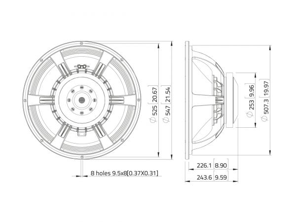 LAVOCE SAF214.50 21" Subwoofer, Ferrit, Alukorb