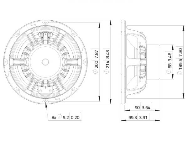 LAVOCE WAN082.50 8" Woofer, Neodym, Alukorb