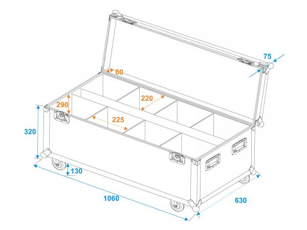 ROADINGER Flightcase 8x LED IP PAR 7x8W QCL/7x9W SCL mit Rollen