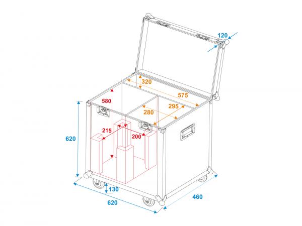 ROADINGER Flightcase 2x LED PFE-250