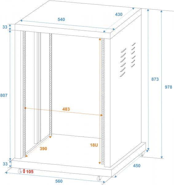 ROADINGER Stahl-Rack SR-19, 18HE