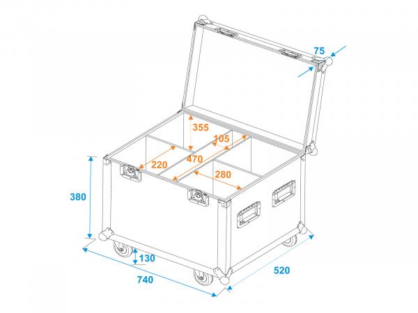 ROADINGER Flightcase 4x LED Theatre COB 200 Serie, mit Rollen