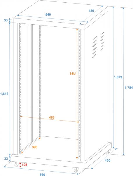 ROADINGER Stahl-Rack SR-19, 36HE