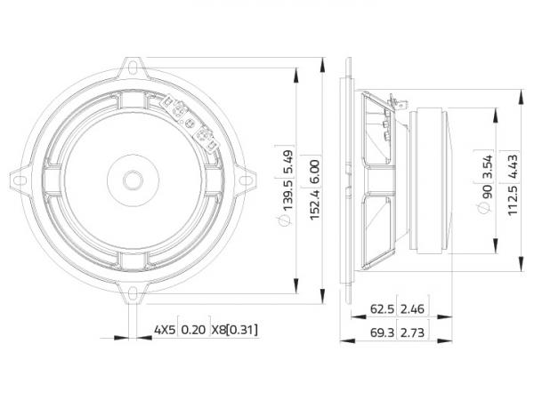 LAVOCE WSF051.02 5" Woofer, Ferrit, Stahlkorb