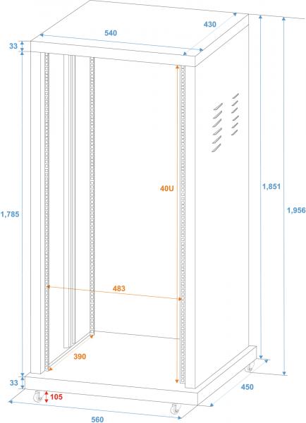 ROADINGER Stahl-Rack SR-19, 40HE
