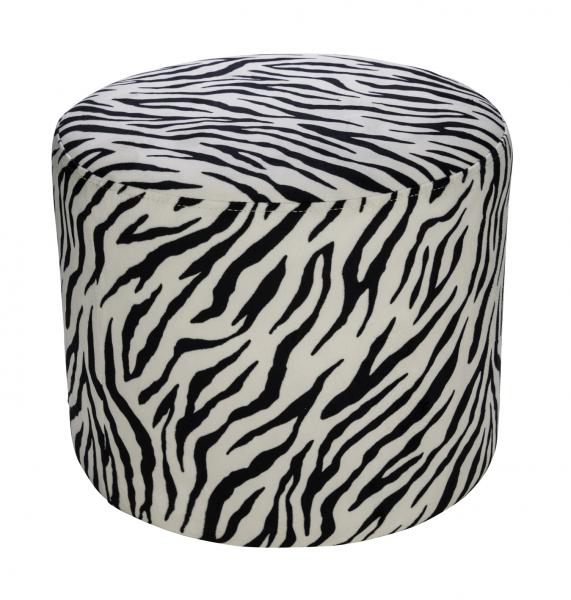 Premium Hocker, Zebradesign, Stoff, Holz, 40 x 40 x 32cm