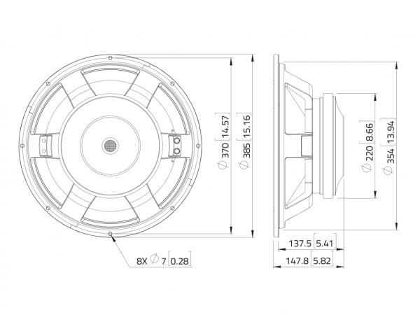 LAVOCE WXF15.800 15" Woofer, Ferrit, Alukorb