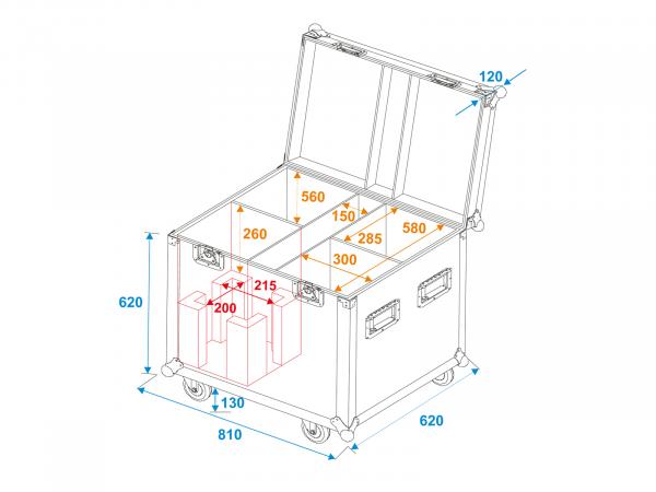 ROADINGER Flightcase 4x LED PFE-250