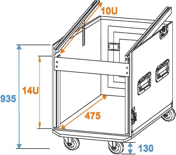 ROADINGER Spezial-Kombi-Case Profi, 14HE mit Rollen