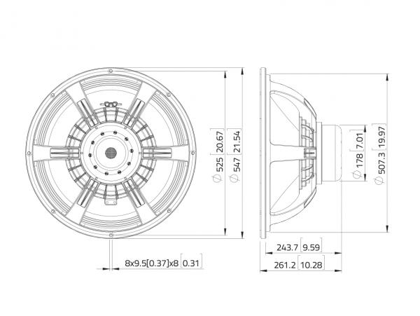 LAVOCE SAN215.30/8 21" Subwoofer, Neodym, Alukorb