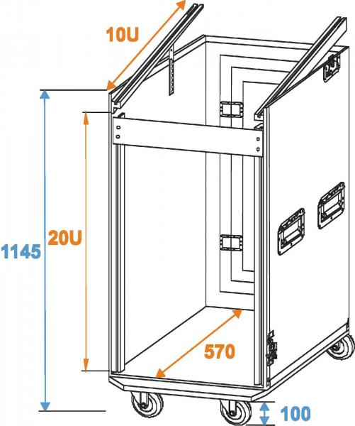 ROADINGER Spezial-Kombi-Case Profi, 20HE mit Rollen