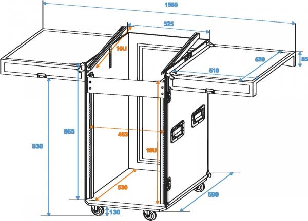 ROADINGER Spezial-Kombi-Case TA-1, 18HE mit Rollen