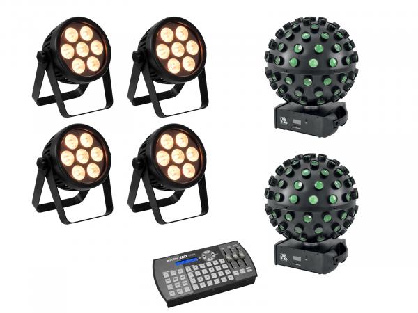 EUROLITE Set 4x LED 7C-7 Silent Slim Spot + 2x LED B-40 HCL + Easy Show
