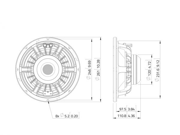 LAVOCE WAN103.01/16 10" Woofer, Neodym, Alukorb