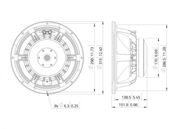 LAVOCE WAF122.50/4 12" Woofer, Ferrit, Alukorb