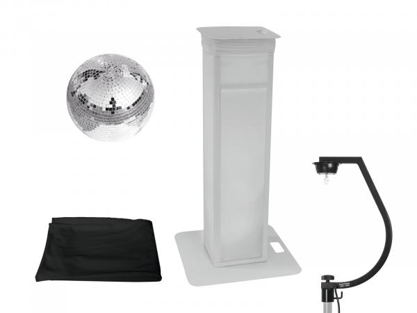 EUROLITE Set Spiegelkugel 30cm mit Stage Stand variabel + Cover schwarz