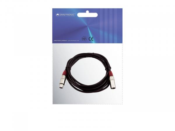 OMNITRONIC XLR Kabel 3pol 10m sw/rt