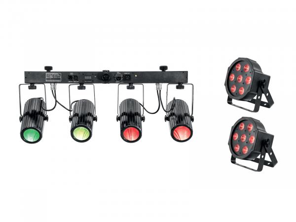 EUROLITE Set 2x LED SLS-7 HCL Floor + LED QDF-Bar RGBAW Lichtset