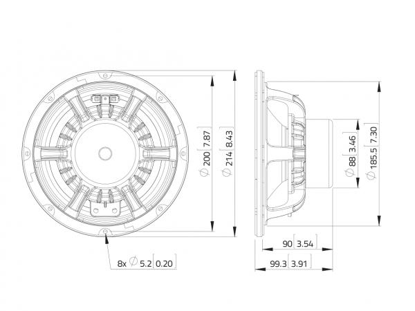 LAVOCE WAN082.50/16 8" Woofer, Neodym, Alukorb