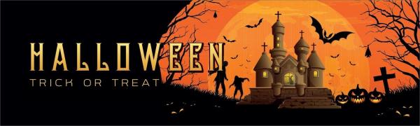 EUROPALMS Halloween Banner, Geisterhaus, 300x90cm