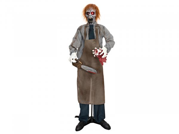 EUROPALMS Halloween Figur Zombie mit Kettensäge, animiert, 170cm